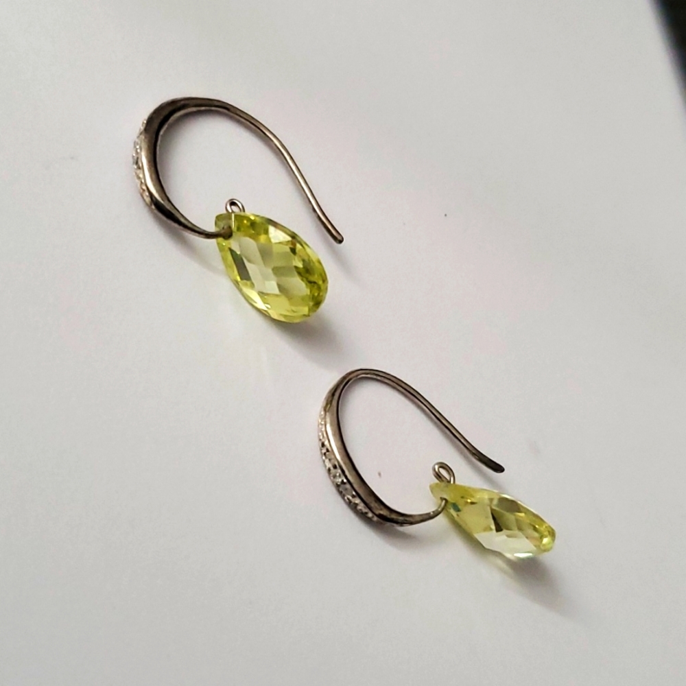Sterling Silver 925 Citrine Dangle Earrings